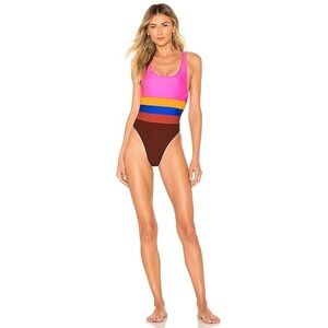 ELLEJAY X REVOLVE Randall One Piece Swimsuit XS Pink Blue Colorblock Scoop neck